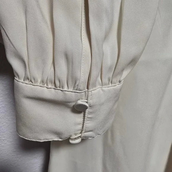 EXPRESS Portofino Blouse Ivory Long Sleeve Neck Tie Conscious Edit XS - Picture 5 of 7